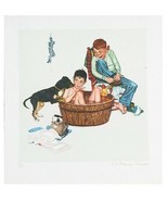 &quot;Lickin&#39; Good Bath&quot; by Norman Rockwell Lithograph on Arches Paper Etting... - $940.50