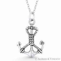 Ship&#39;s Anchor Nautical Sailor&#39;s Luck Charm .925 Sterling Silver Necklace Pendant - £13.61 GBP+
