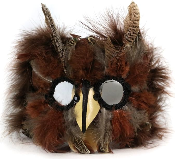 OWL EXOTIC FEATHER VENETIAN MARDI GRAS MASQUERADE MASK w FEATHERS ACCESSORY Item image 2