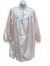 Kathryn Womens M Satiny Soft Pink Button Front Long Sleeve Vintage Nightgown - £15.63 GBP