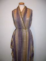 Designer Fabric Coordinates Mauve Lilac Dk Plum Multi Colored Silky Gold Bands - £101.14 GBP