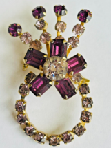 Vintage Coro Purple Crown Brooch Pin Pendant / Eyeglass Holder / Costume Jewelry - £77.44 GBP