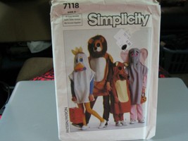 Simplicity 7118 Child&#39;s Lion Elephant Fox Chicken Costume Pattern - Size... - $19.56