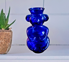 Vintage Cobalt Blue Glass Koala Bear Vase – Mid-Century Modern MCM Art Deco - $24.00