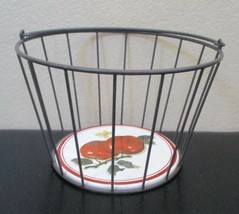 Vintage Hallmark Metal Apple Basket Ceramic Tile on Bottom by Jan Karon - $42.07