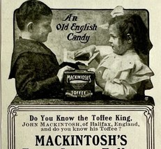 1904 Mackintosh Extra Cream Toffee Advertisement Candy Ephemera 4 x 2.25&quot; - £7.82 GBP