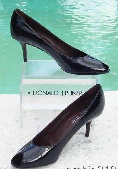Donald Pliner Couture Patent Leather Shoe New Peep Toe Pump Flexible Sole $250