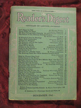 Reader&#39;s Digest November 1941 WWII Albert Payson Terhune Wendell Willkie - £6.47 GBP