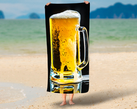 A glass of  beer Beach Bath Towel Swimming Pool Holiday Vacation Memento Gift - £18.07 GBP+