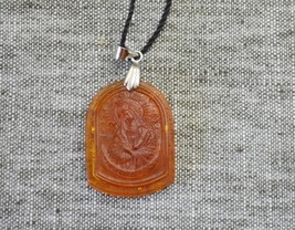 Amber pendant - Ostrobramskaya, or Vilna icon of the Mother of God - $19.99