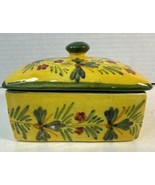 Yellow Green Porcelain Rectangle Trinket Vanity Box Italy Spring Floral ... - £9.73 GBP