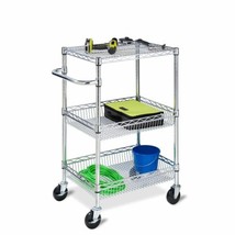 Rolling Utility Cart 3-Tier Heavy Duty Metal Trolley Shelf Storage Organizer - £90.20 GBP