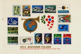 United Nations 1974 Postage Stamps Souvenir Folder - £4.39 GBP