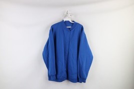 Vintage 90s Streetwear Womens XL Faded Blank Full Button Sweatshirt Jacket Blue - £31.57 GBP