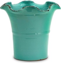 Planter Vase SCAVO GIARDINI-GARDEN Tuscan Italian Fluted Rim Large Aqua ... - £155.58 GBP