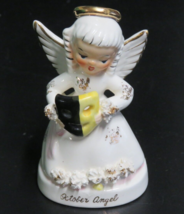 Vintage Napco October Ceramic Birthday Angel Japan Holding Mask - £17.07 GBP