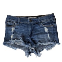 Abercrombie &amp; Fitch Womens Denim Booty Shorts 00 Distressed Raw Hem Stretch - £24.88 GBP