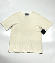 Sag Harbor Short Sleeve Sweater Women Cream Size Medium Acrylic NWT NEW - £12.62 GBP
