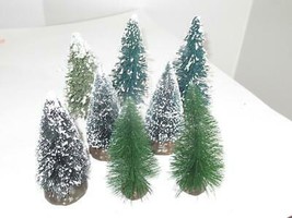 TREES - EIGHT ASSORTED- SOME W/SNOW - 5-6&quot; IN HEIGHT- EXC- W56 - £4.81 GBP