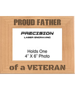 Proud Father of a Veteran Engraved Wood Picture Frame - 4x6 5x7 - Milita... - £18.87 GBP+