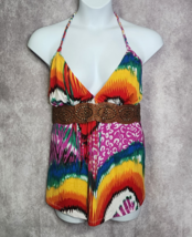 Torrid Tie Dye Halter Top Tank Size 2X Multi-colored Faux Leather Studde... - £17.76 GBP