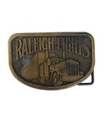 Vintage Raleigh Lights Semi Truck Belt Buckle Brass Tone Trucker Buckle - $21.60