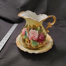VTG CERA WASHBASIN &amp; PITCHER MADE IN JAPAN SOLD BY BRINN&#39;S PITTSBURGH, PA - £18.98 GBP