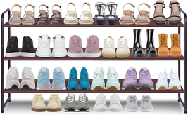 AOODA 3-Tier Long Shoe Rack for Closet Stackable Wide Shoe Shelf Organiz... - $29.91