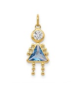 10k Yellow Gold Cubic Zirconia and March Girl Birthstone Charm Pendant - $74.46
