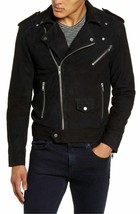 Veste en cuir noir pour homme en daim pur motard taille XS SML XL XXL 3XL - £110.79 GBP