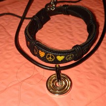 Vintage handmade jewelry lot~Infinity Circle love necklace/ peace sign bracelet - £22.15 GBP