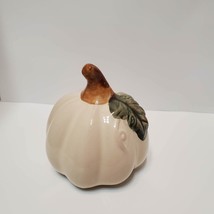 Ceramic Pumpkins, set of 3, Decorative Accents, Fall Decor, Orange and White image 7