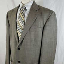 Nautica Sport Coat Jacket 44R Houndstooth Two Button 100% Wool Beige Black - £26.56 GBP