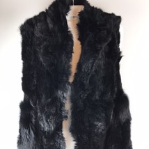 Fur Vest Vintage Black Jacket patchwork Boho Hippy L/XL unisex - £54.50 GBP