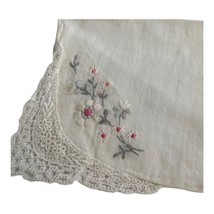 Vintage Dainty Victorian Hanky Handkerchief Flowers Floral Lace Corner Pocket - £15.17 GBP
