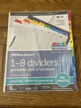 Office Depot 1-8 Dividers W/ Printable Table Of Contents 6 Sets - £20.10 GBP
