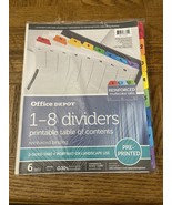 Office Depot 1-8 Dividers W/ Printable Table Of Contents 6 Sets - €21,99 EUR