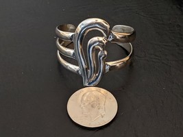 Vintage Mexico Taxco Moderniste Argent Massif 925 Manchette Bracelet TB ... - $114.68