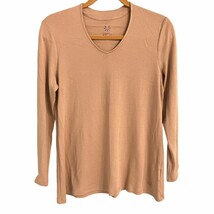 Isaac Mizrahi Live Essentials Womens Long Sleeve V-Neck Top Size S Beige... - $17.28