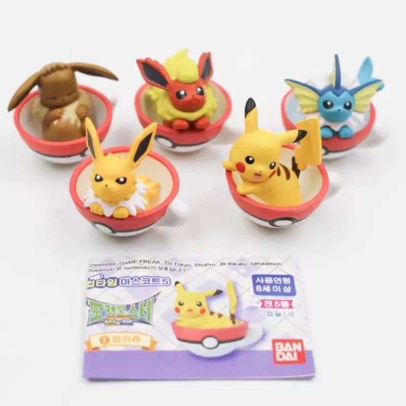 Pon capsule toy pokemon pikachu in a teacup action figures pikachu eevee pok ball model thumb200