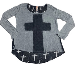 Sparkle Size Small Long Sleeve Cross Shirt Black White Lightweight - £15.13 GBP