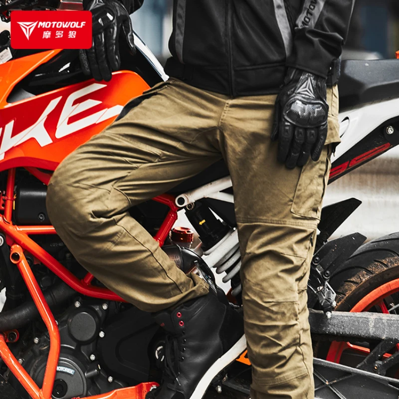 MotoWolf Motorcycle Riding Pants Men&#39;s Motorcycle Windproof And Anti Fall Pants - £97.13 GBP