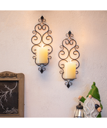 2pk WALL SCONCE Black Candle Holder Metal Black Primitive Holders Mount ... - $835.20 MXN+