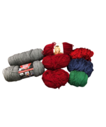 Lot of 8 Skeins Yarn 3 Vanna&#39;s Choice Cranberry 2 Red Heart Gray 3 Parti... - £11.75 GBP