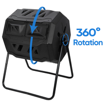 43Gal Outdoor Compost Tumbler Bin - Dual Chambers, Sliding Doors, Black, - $98.14