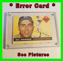 Gil Hodges 1955 Topps Brooklyn Dodgers Card #187 Print Way ERROR CARD Off Center - £194.61 GBP