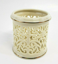 Lenox Pierced China Votive Tea Light Candle Holder Off white 24K Gold Tr... - $15.00