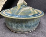 Macy Dorf Ceramic Stoneware Lidded Casserole Seashell Handle Flowing Oce... - $37.62