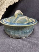 Macy Dorf Ceramic Stoneware Lidded Casserole Seashell Handle Flowing Oce... - £30.07 GBP