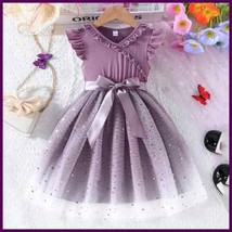 New Children&#39;s Dress for 3-8 Yrs Summer Dress Lotus Leaf Edge Design Bow... - $45.23 CAD+
